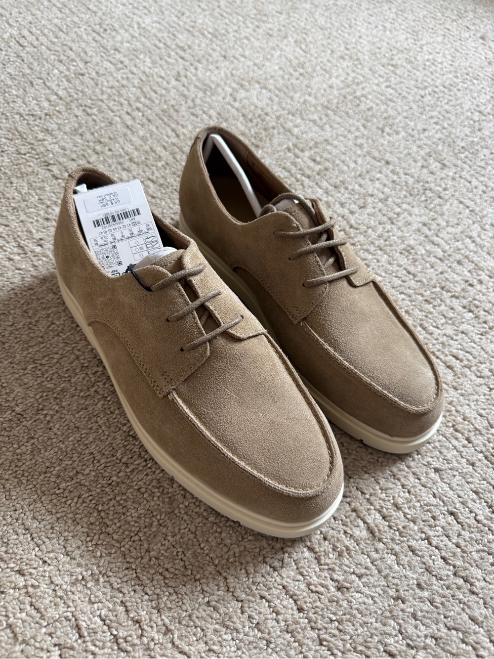 Zara Kids Taupe Suede leather shoes, new, size 7